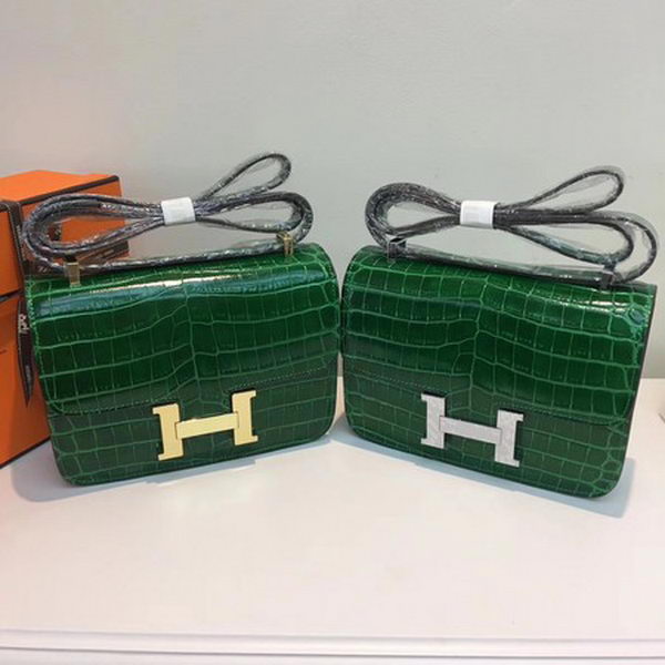 Hermes Constance Bag Croco Leather H9978C Green Hermes Constance Bag Croco Leather H9978C Green