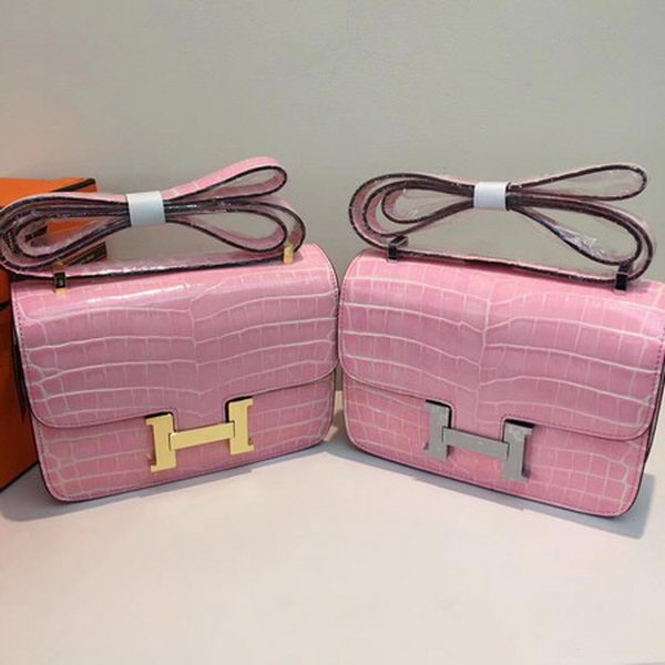 Hermes Constance Bag Croco Leather H9978C Pink Hermes Constance Bag Croco Leather H9978C Pink