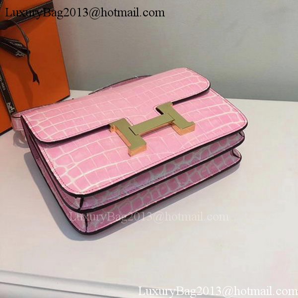 Hermes Constance Bag Croco Leather H9978C Pink Hermes Constance Bag Croco Leather H9978C Pink