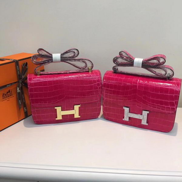Hermes Constance Bag Croco Leather H9978C Rose Hermes Constance Bag Croco Leather H9978C Rose