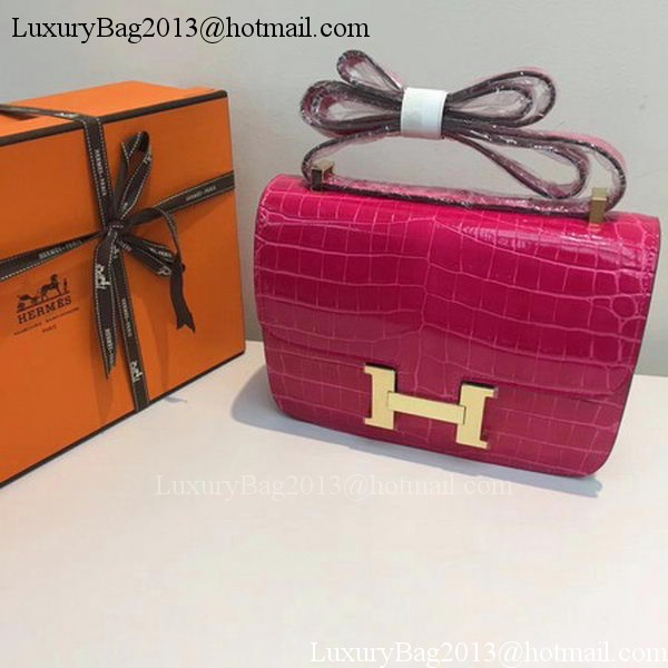 Hermes Constance Bag Croco Leather H9978C Rose Hermes Constance Bag Croco Leather H9978C Rose