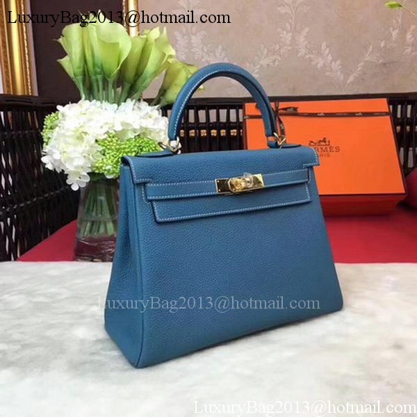 Hermes Kelly 32cm Shoulder Bag TOGO Leather KY32 Blue Hermes Kelly 32cm Shoulder Bag TOGO Leather KY32 Blue