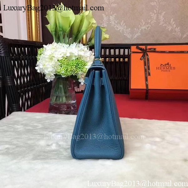 Hermes Kelly 32cm Shoulder Bag TOGO Leather KY32 Blue Hermes Kelly 32cm Shoulder Bag TOGO Leather KY32 Blue