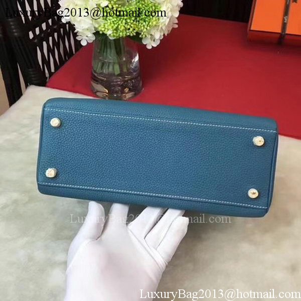Hermes Kelly 32cm Shoulder Bag TOGO Leather KY32 Blue Hermes Kelly 32cm Shoulder Bag TOGO Leather KY32 Blue