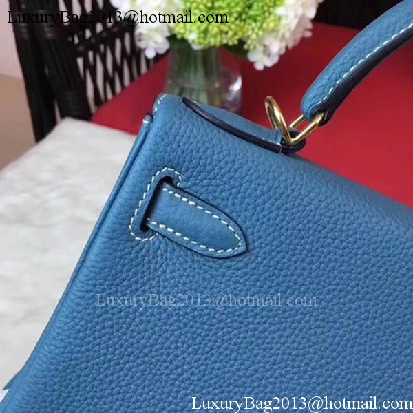 Hermes Kelly 32cm Shoulder Bag TOGO Leather KY32 Blue Hermes Kelly 32cm Shoulder Bag TOGO Leather KY32 Blue
