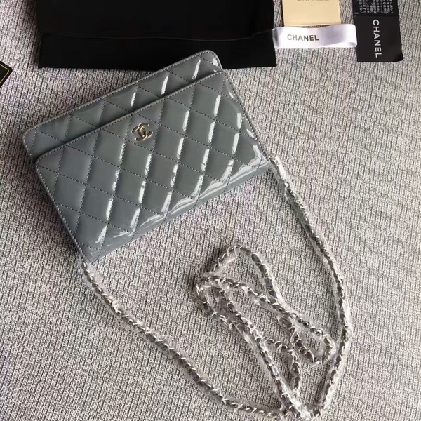 Chanel WOC Flap Bag Patent Leather A33814C Grey Chanel WOC Flap Bag Patent Leather A33814C Grey