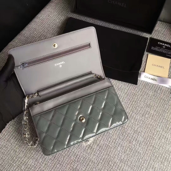 Chanel WOC Flap Bag Patent Leather A33814C Grey Chanel WOC Flap Bag Patent Leather A33814C Grey