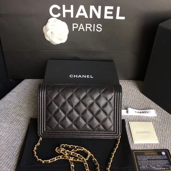 Boy Chanel WOC Flap Bag Original Calfskin Leather CHA6040 Black Boy Chanel WOC Flap Bag Original Calfskin Leather CHA6040 Black