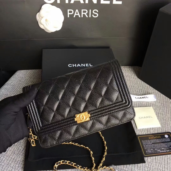 Boy Chanel WOC Flap Bag Original Calfskin Leather CHA6040 Black Boy Chanel WOC Flap Bag Original Calfskin Leather CHA6040 Black