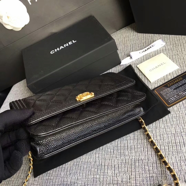 Boy Chanel WOC Flap Bag Original Calfskin Leather CHA6040 Black Boy Chanel WOC Flap Bag Original Calfskin Leather CHA6040 Black