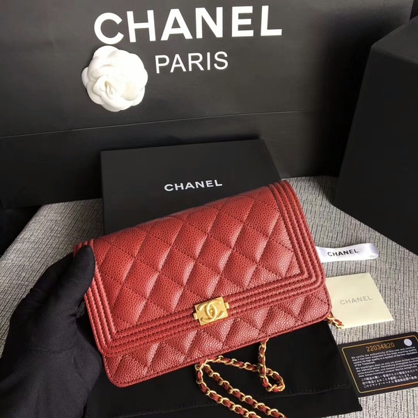 Boy Chanel WOC Flap Bag Original Calfskin Leather CHA6040 Dark Red Boy Chanel WOC Flap Bag Original Calfskin Leather CHA6040 Dark Red