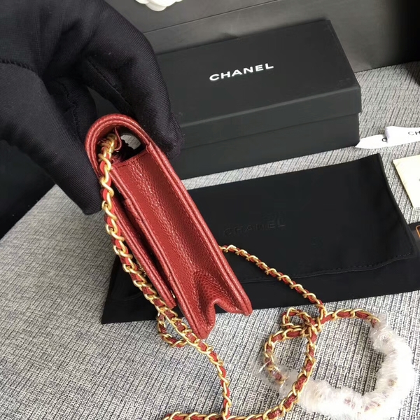 Boy Chanel WOC Flap Bag Original Calfskin Leather CHA6040 Dark Red Boy Chanel WOC Flap Bag Original Calfskin Leather CHA6040 Dark Red