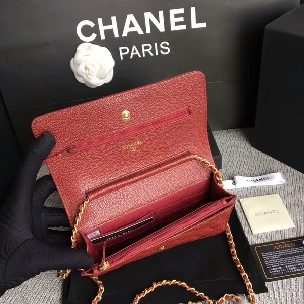Boy Chanel WOC Flap Bag Original Calfskin Leather CHA6040 Dark Red Boy Chanel WOC Flap Bag Original Calfskin Leather CHA6040 Dark Red
