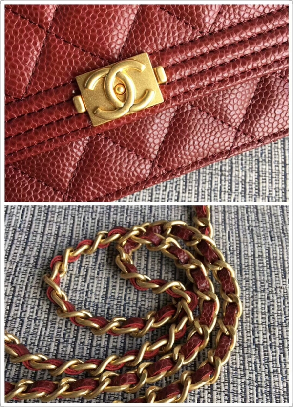 Boy Chanel WOC Flap Bag Original Calfskin Leather CHA6040 Dark Red Boy Chanel WOC Flap Bag Original Calfskin Leather CHA6040 Dark Red