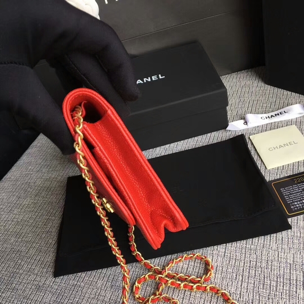 Boy Chanel WOC Flap Bag Original Calfskin Leather CHA6040 Red Boy Chanel WOC Flap Bag Original Calfskin Leather CHA6040 Red