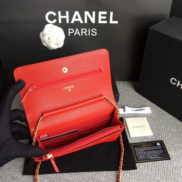 Boy Chanel WOC Flap Bag Original Calfskin Leather CHA6040 Red Boy Chanel WOC Flap Bag Original Calfskin Leather CHA6040 Red