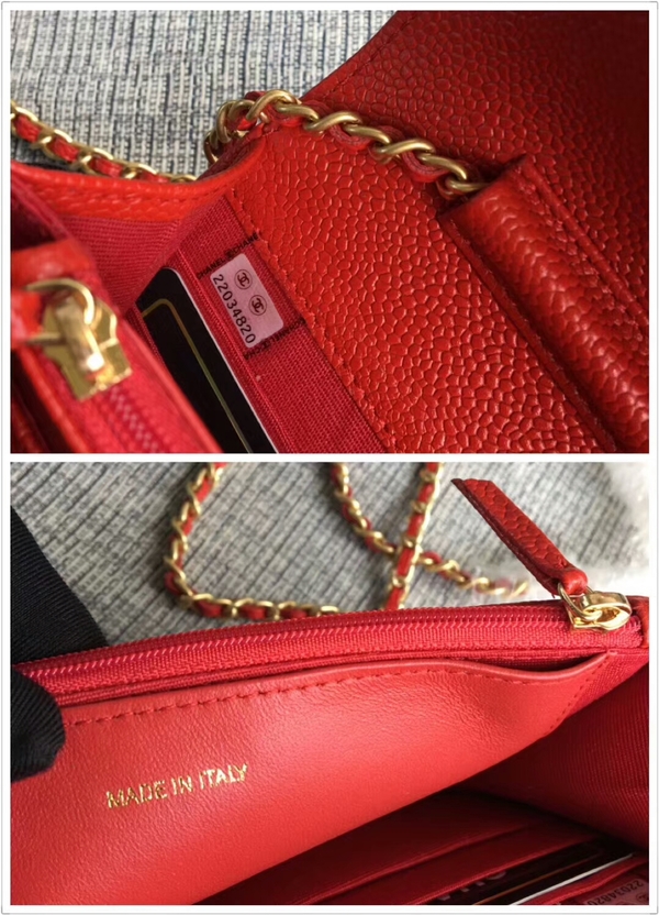 Boy Chanel WOC Flap Bag Original Calfskin Leather CHA6040 Red Boy Chanel WOC Flap Bag Original Calfskin Leather CHA6040 Red
