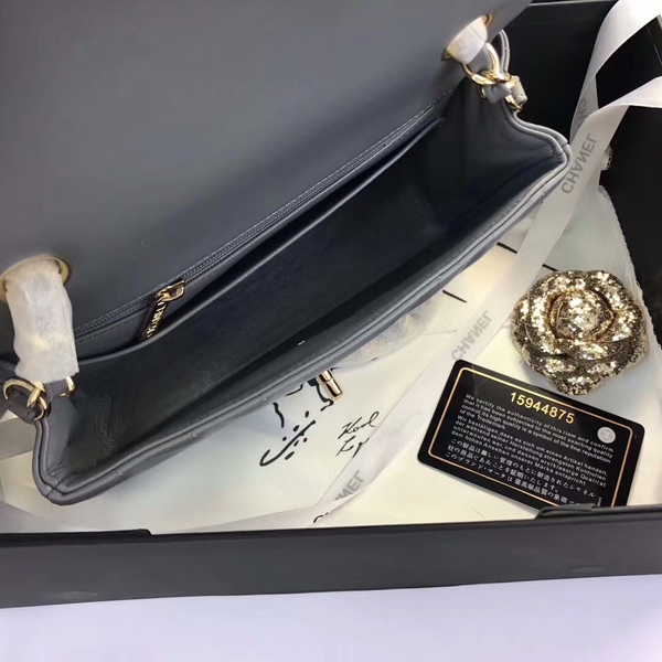 Chanel Classic Flap Bags Grey Original Sheepskin Leather 1116 Gold Chanel Classic Flap Bags Grey Original Sheepskin Leather 1116 Gold
