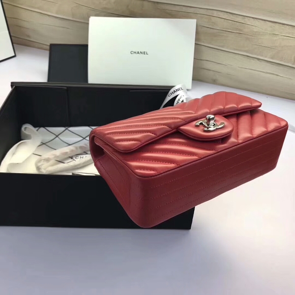Chanel Classic Flap Bags Red Original Sheepskin Leather 1116 Silver Chanel Classic Flap Bags Red Original Sheepskin Leather 1116 Silver