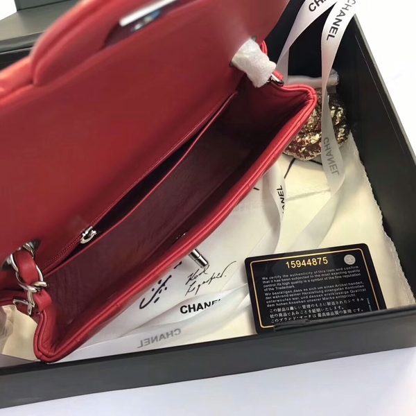 Chanel Classic Flap Bags Red Original Sheepskin Leather 1116 Silver Chanel Classic Flap Bags Red Original Sheepskin Leather 1116 Silver