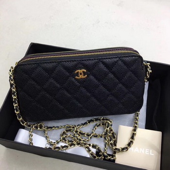 Chanel Shoulder Bag Black Cannage Pattern Leather CHA6845 Gold Chanel Shoulder Bag Black Cannage Pattern Leather CHA6845 Gold