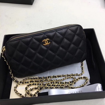 Chanel Shoulder Bag Black Sheepskin Leather CHA6845 Gold Chanel Shoulder Bag Black Sheepskin Leather CHA6845 Gold