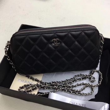 Chanel Shoulder Bag Black Sheepskin Leather CHA6845 Silver Chanel Shoulder Bag Black Sheepskin Leather CHA6845 Silver