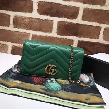 Gucci GG Marmont Matelasse mini Bag 448426 Green Gucci GG Marmont Matelasse mini Bag 448426 Green