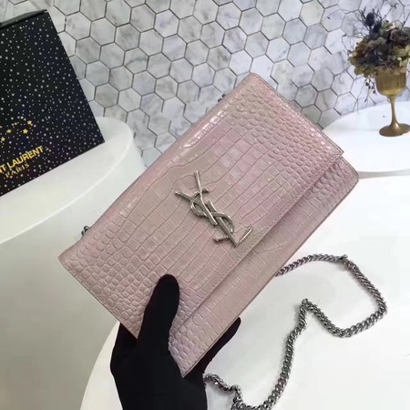 Saint Laurent mini Croco Leather Cross-body Shoulder Bag Y2811 Pink Saint Laurent mini Croco Leather Cross-body Shoulder Bag Y2811 Pink