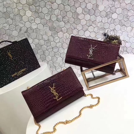 Saint Laurent mini Croco Leather Cross-body Shoulder Bag Y2811 Wine Saint Laurent mini Croco Leather Cross-body Shoulder Bag Y2811 Wine