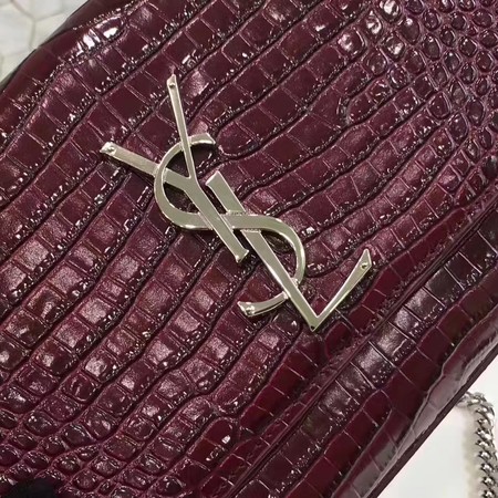 Saint Laurent mini Croco Leather Cross-body Shoulder Bag Y2811 Wine Saint Laurent mini Croco Leather Cross-body Shoulder Bag Y2811 Wine