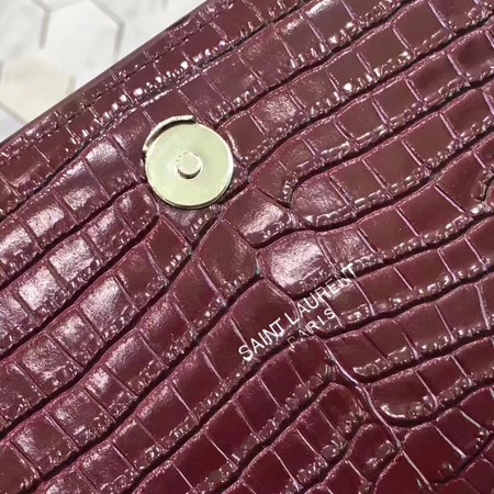Saint Laurent mini Croco Leather Cross-body Shoulder Bag Y2811 Wine Saint Laurent mini Croco Leather Cross-body Shoulder Bag Y2811 Wine