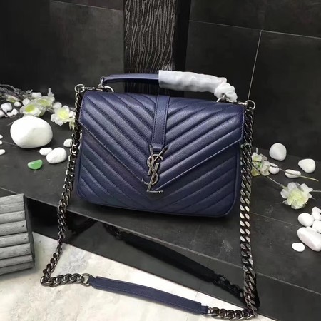 YSL Classic Monogramme Blue Leather Flap Bag Y392737 Silver YSL Classic Monogramme Blue Leather Flap Bag Y392737 Silver
