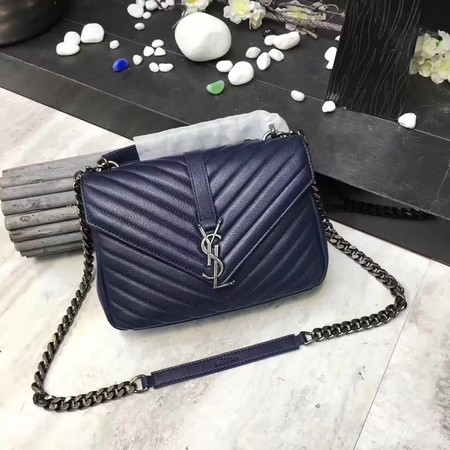 YSL Classic Monogramme Blue Leather Flap Bag Y392737 Silver YSL Classic Monogramme Blue Leather Flap Bag Y392737 Silver