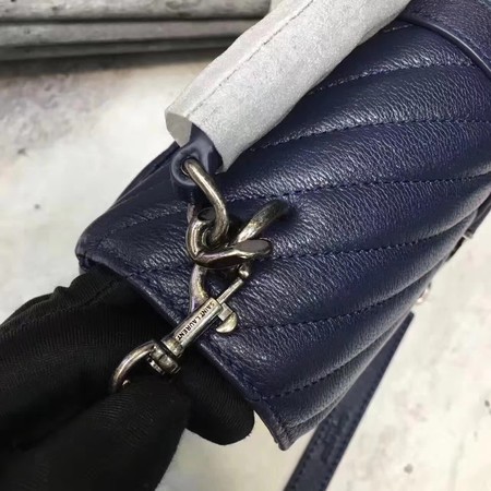 YSL Classic Monogramme Blue Leather Flap Bag Y392737 Silver YSL Classic Monogramme Blue Leather Flap Bag Y392737 Silver