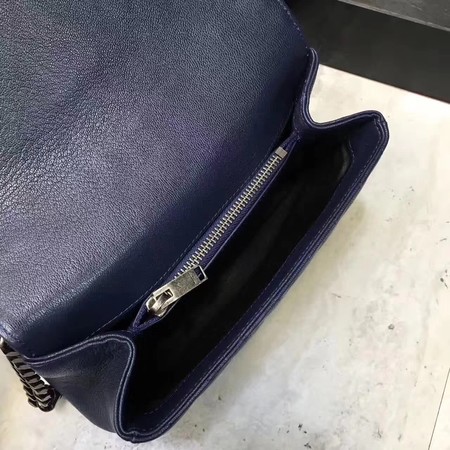 YSL Classic Monogramme Blue Leather Flap Bag Y392737 Silver YSL Classic Monogramme Blue Leather Flap Bag Y392737 Silver