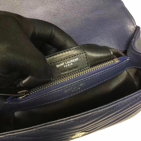 YSL Classic Monogramme Blue Leather Flap Bag Y392737 Silver YSL Classic Monogramme Blue Leather Flap Bag Y392737 Silver