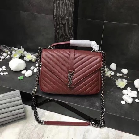 YSL Classic Monogramme Red Leather Flap Bag Y392737 Silver YSL Classic Monogramme Red Leather Flap Bag Y392737 Silver