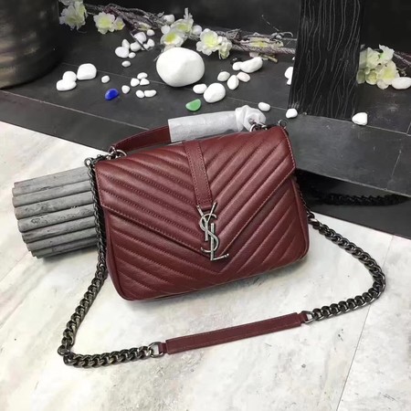 YSL Classic Monogramme Red Leather Flap Bag Y392737 Silver YSL Classic Monogramme Red Leather Flap Bag Y392737 Silver