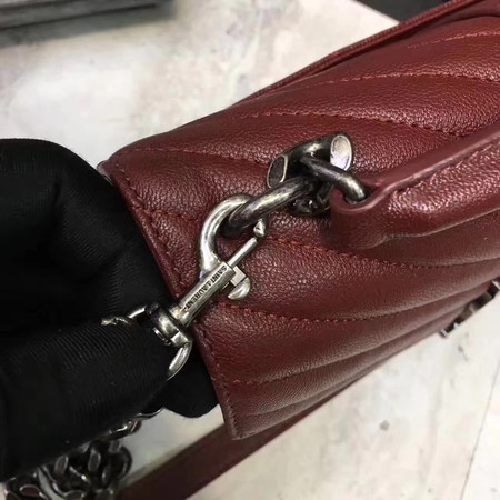 YSL Classic Monogramme Red Leather Flap Bag Y392737 Silver YSL Classic Monogramme Red Leather Flap Bag Y392737 Silver