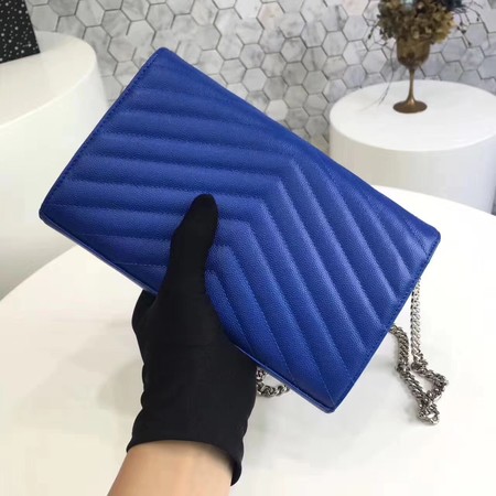 YSL WOC Classic Monogramme Flap Bag Cannage Pattern Y1003 Blue YSL WOC Classic Monogramme Flap Bag Cannage Pattern Y1003 Blue