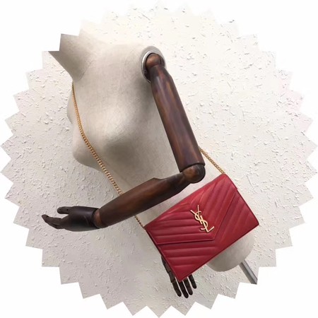 YSL WOC Classic Monogramme Flap Bag Cannage Pattern Y1003 Red YSL WOC Classic Monogramme Flap Bag Cannage Pattern Y1003 Red