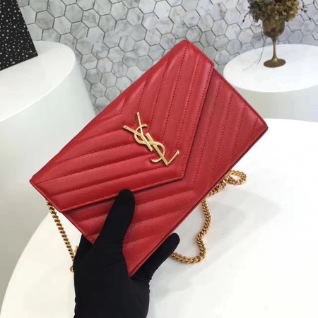 YSL WOC Classic Monogramme Flap Bag Cannage Pattern Y1003 Red YSL WOC Classic Monogramme Flap Bag Cannage Pattern Y1003 Red