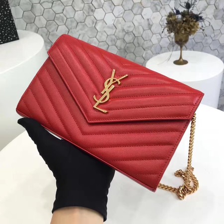 YSL WOC Classic Monogramme Flap Bag Cannage Pattern Y1003 Red YSL WOC Classic Monogramme Flap Bag Cannage Pattern Y1003 Red