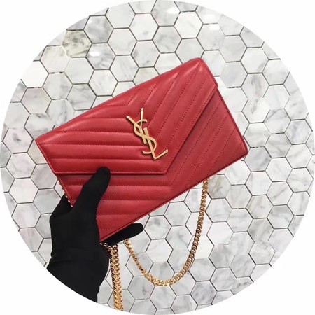 YSL WOC Classic Monogramme Flap Bag Cannage Pattern Y1003 Red YSL WOC Classic Monogramme Flap Bag Cannage Pattern Y1003 Red
