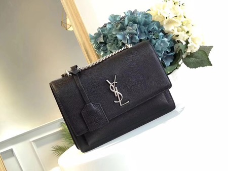 Yves Saint Laurent Leather Cross-body Shoulder Bag Y8005 Black Yves Saint Laurent Leather Cross-body Shoulder Bag Y8005 Black