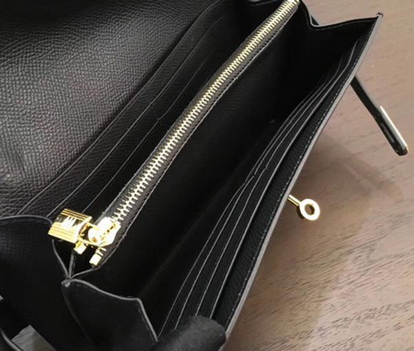 Hermes Kelly Epsom Leather Wallet H4086 Black Hermes Kelly Epsom Leather Wallet H4086 Black