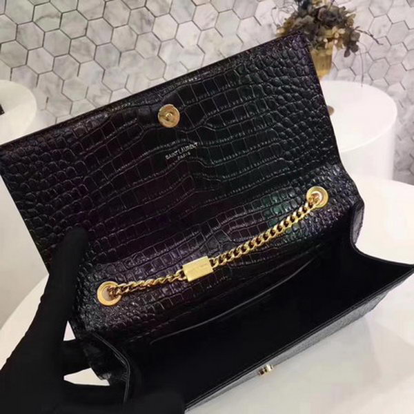 Saint Laurent mini Croco Leather Cross-body Shoulder Bag Y2811 Black Saint Laurent mini Croco Leather Cross-body Shoulder Bag Y2811 Black