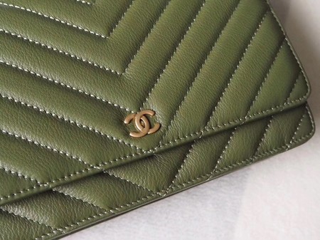 Chanel V mini Flap Bag Chevron Sheepskin Leather A33814V Green Chanel V mini Flap Bag Chevron Sheepskin Leather A33814V Green