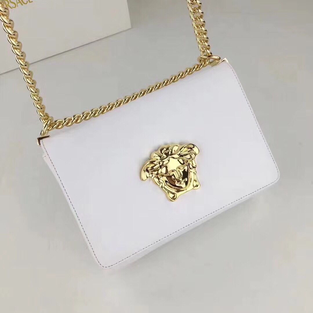 Versace Calfskin Leather Shoulder Bag VS170 White Versace Calfskin Leather Shoulder Bag VS170 White